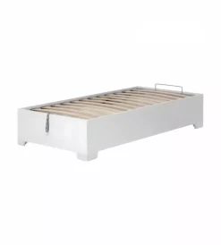 Letti E Comodini|Letto singolo contenitore con piedini "bed box" bianco 90x190 cm