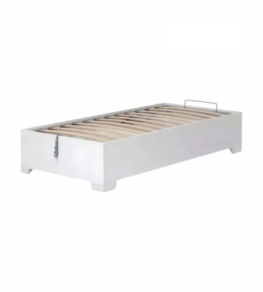 Letti E Comodini|Letto singolo contenitore con piedini "bed box" bianco 90x190 cm
