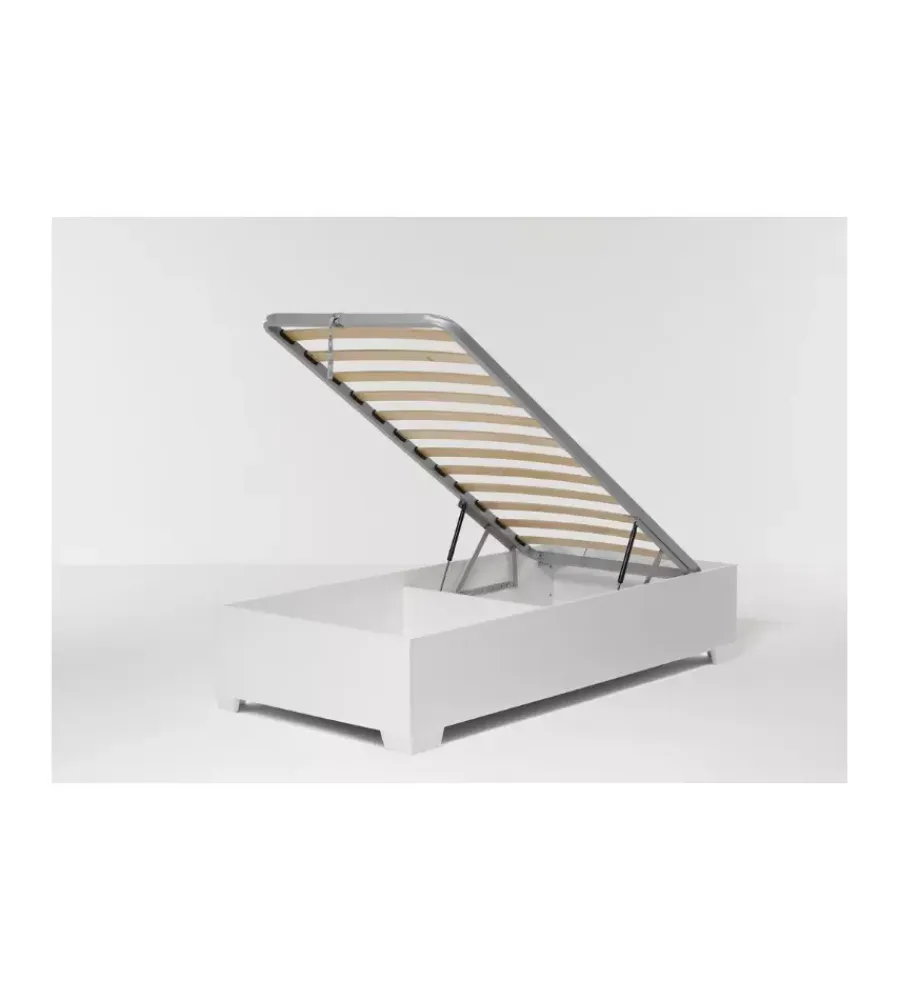 Letti E Comodini|Letto singolo contenitore con piedini "bed box" bianco 90x190 cm