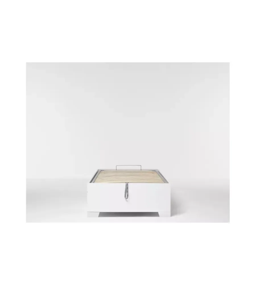 Letti E Comodini|Letto singolo contenitore con piedini "bed box" bianco 90x190 cm