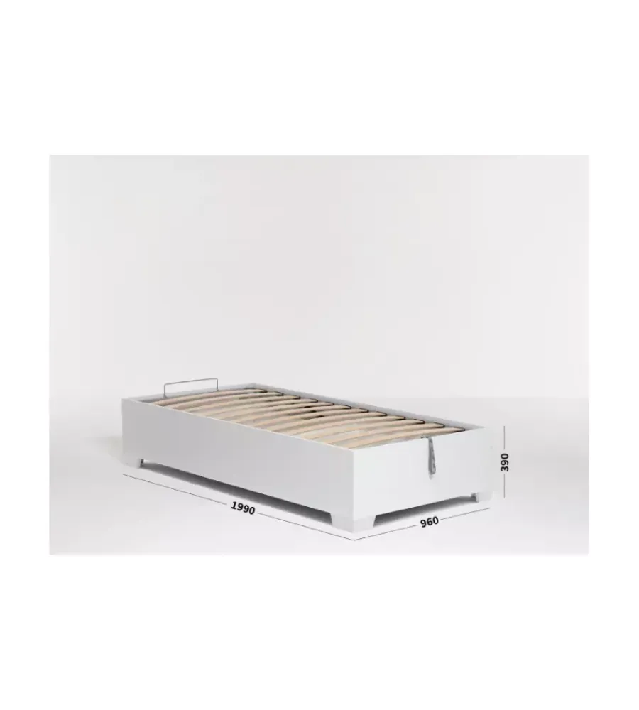 Letti E Comodini|Letto singolo contenitore con piedini "bed box" bianco 90x190 cm