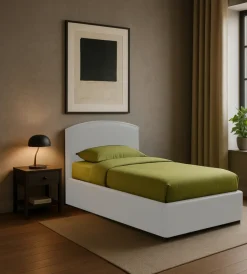 Hot Letto singolo contenitore "moon" in tessuto bianco 90x190 cm Letti E Comodini