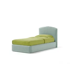 Letto singolo contenitore "moon" in tessuto celeste 90x190 cm Letti E Comodini