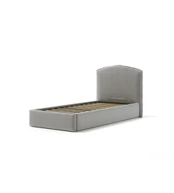 Letti E Comodini- Letto singolo contenitore "moon" in tessuto perla 90x190 cm