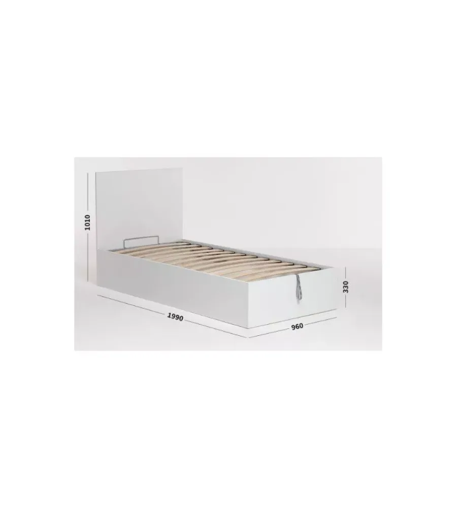 Letti E Comodini- Letto singolo contenitore "hi box" bianco 90x190 cm
