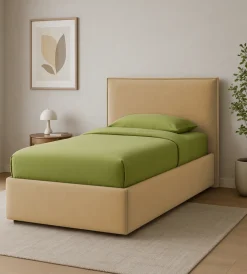 Letti E Comodini- Letto singolo contenitore "zoom" in tessuto arancione 90x190 cm