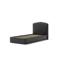 Letti E Comodini- Letto singolo contenitore "moon" in ecopelle nero 90x190 cm