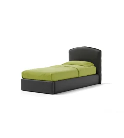Letti E Comodini- Letto singolo contenitore "moon" in ecopelle nero 90x190 cm