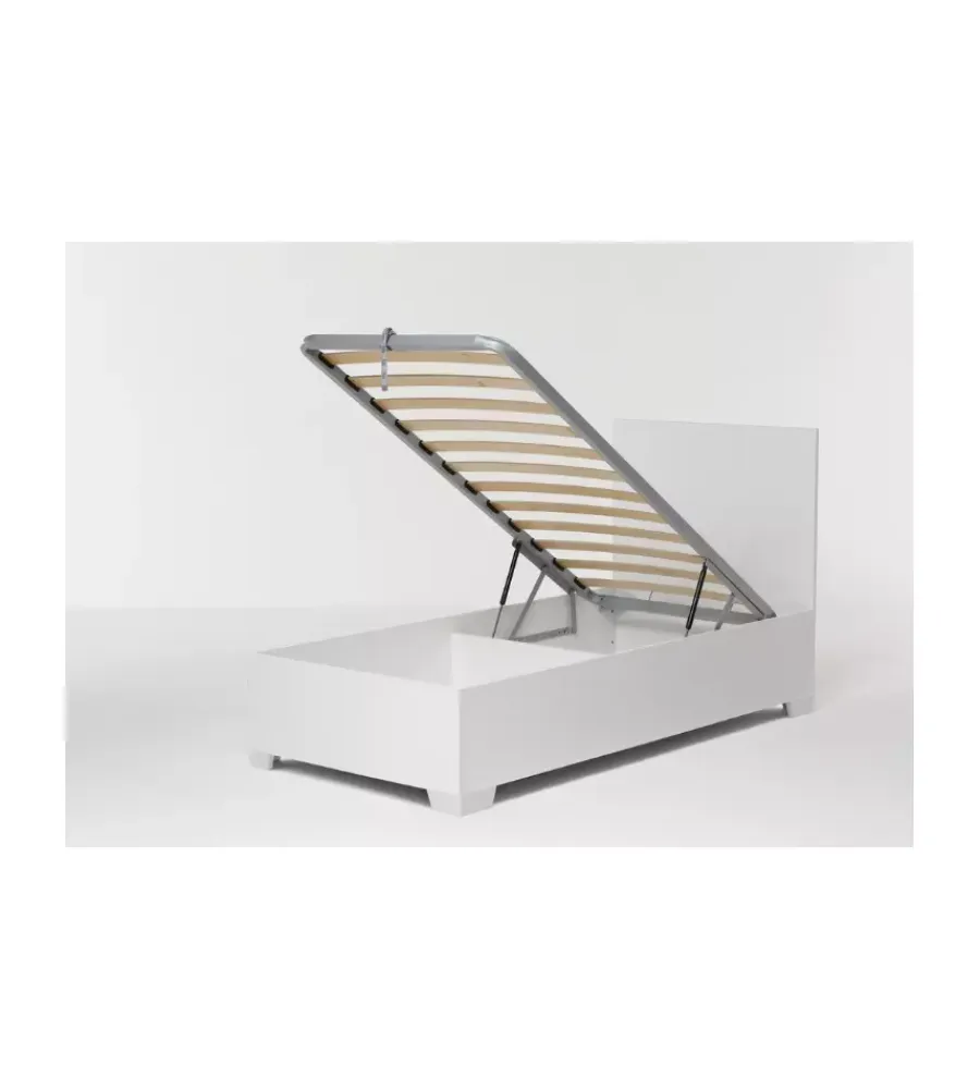 Letti E Comodini|Letto singolo contenitore con piedini "hi box" bianco 90x190 cm
