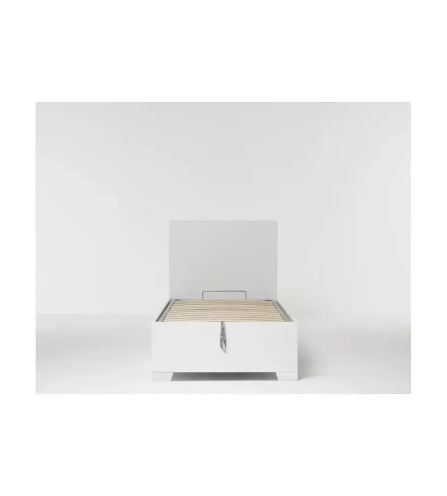 Letti E Comodini|Letto singolo contenitore con piedini "hi box" bianco 90x190 cm