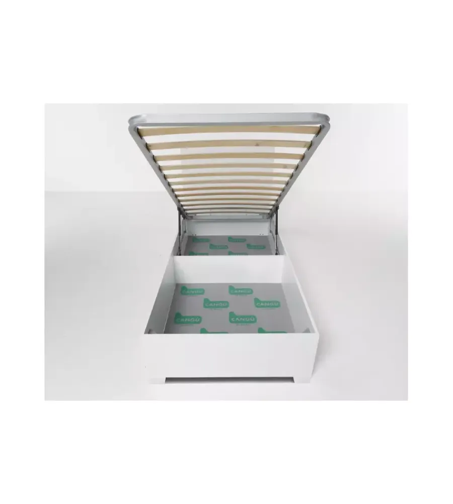 Letti E Comodini|Letto singolo contenitore con piedini "hi box" bianco 90x190 cm
