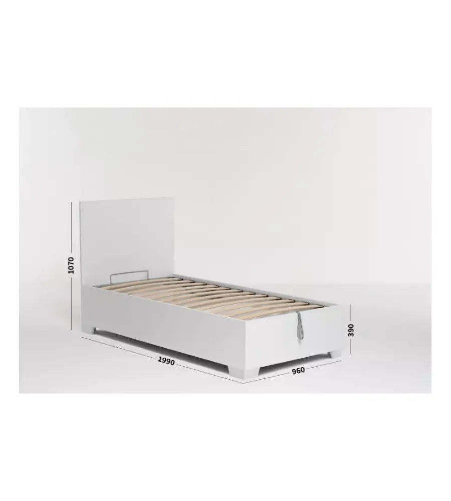 Letti E Comodini|Letto singolo contenitore con piedini "hi box" bianco 90x190 cm