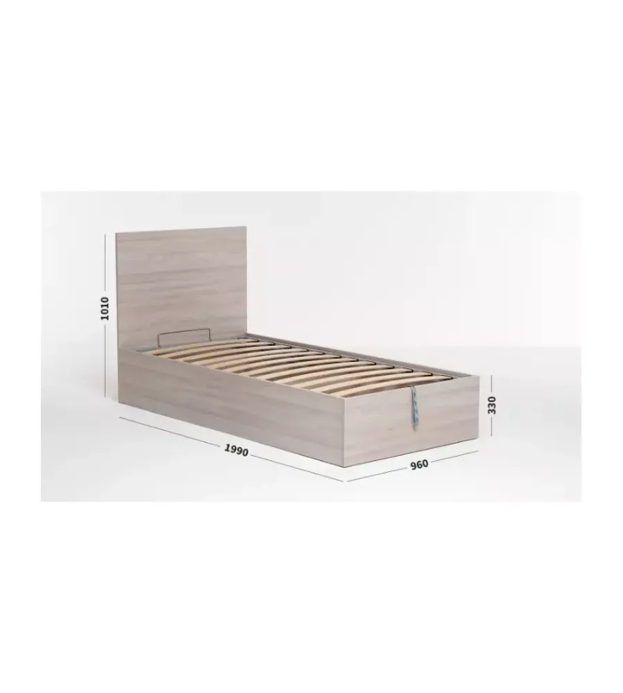 Letti E Comodini- Letto singolo contenitore "hi box" olmo naturale 90x190 cm