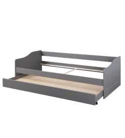 New Letto singolo grigio e letto estraibile con funzione divano 97x208x62 cm Letti E Comodini