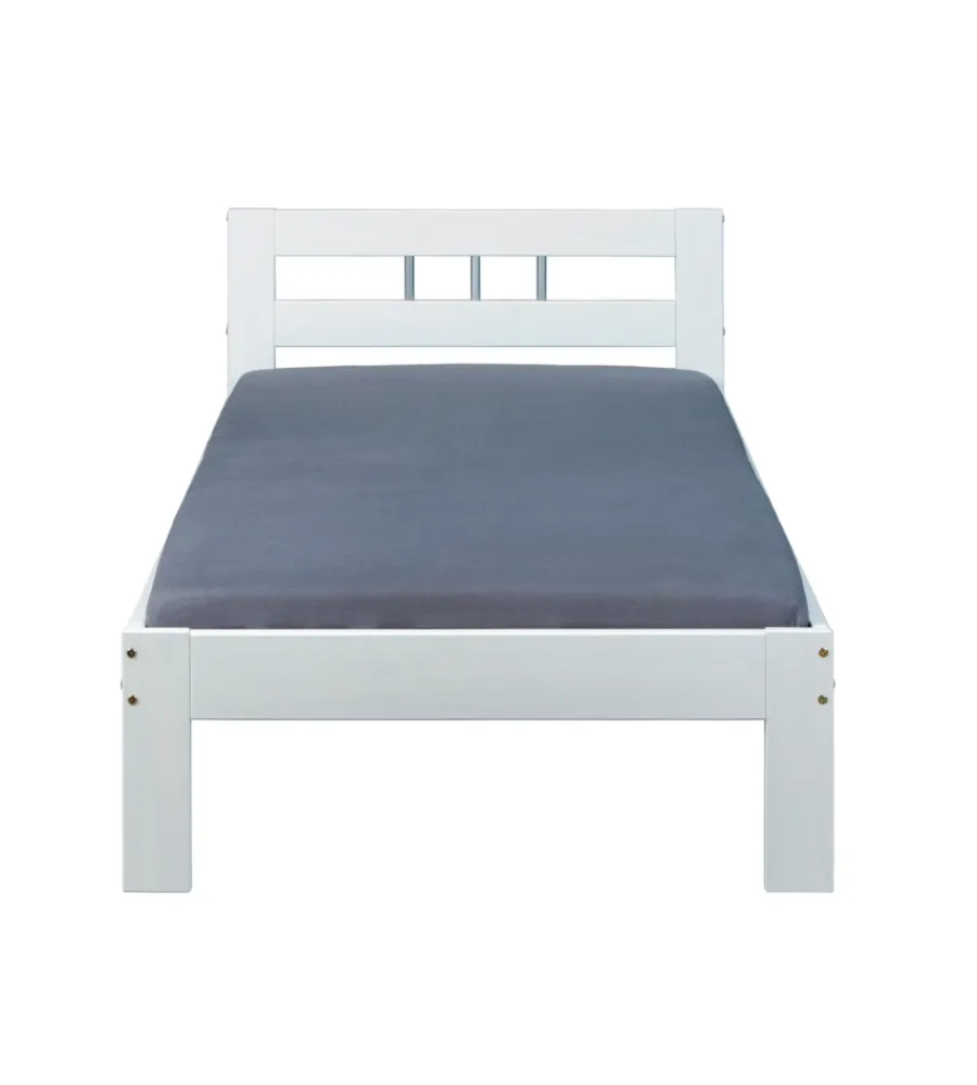 Clearance Letto singolo in pino massello bianco 96x206x72 cm Letti E Comodini