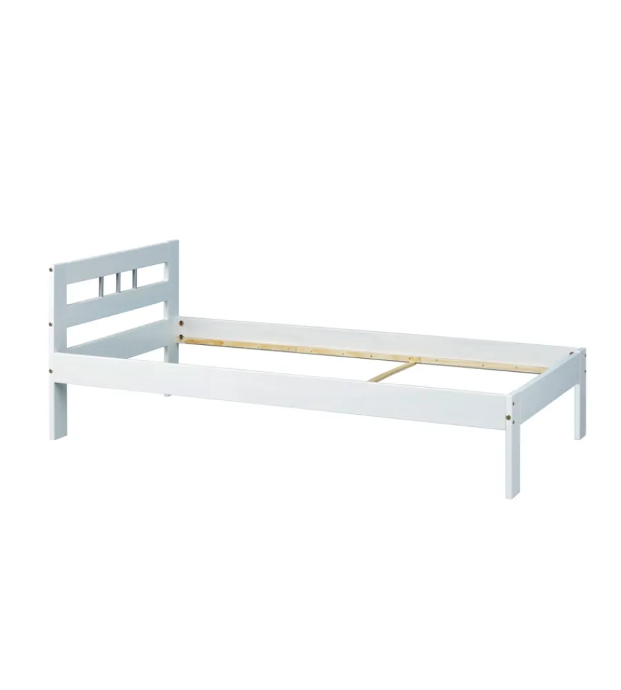 Clearance Letto singolo in pino massello bianco 96x206x72 cm Letti E Comodini