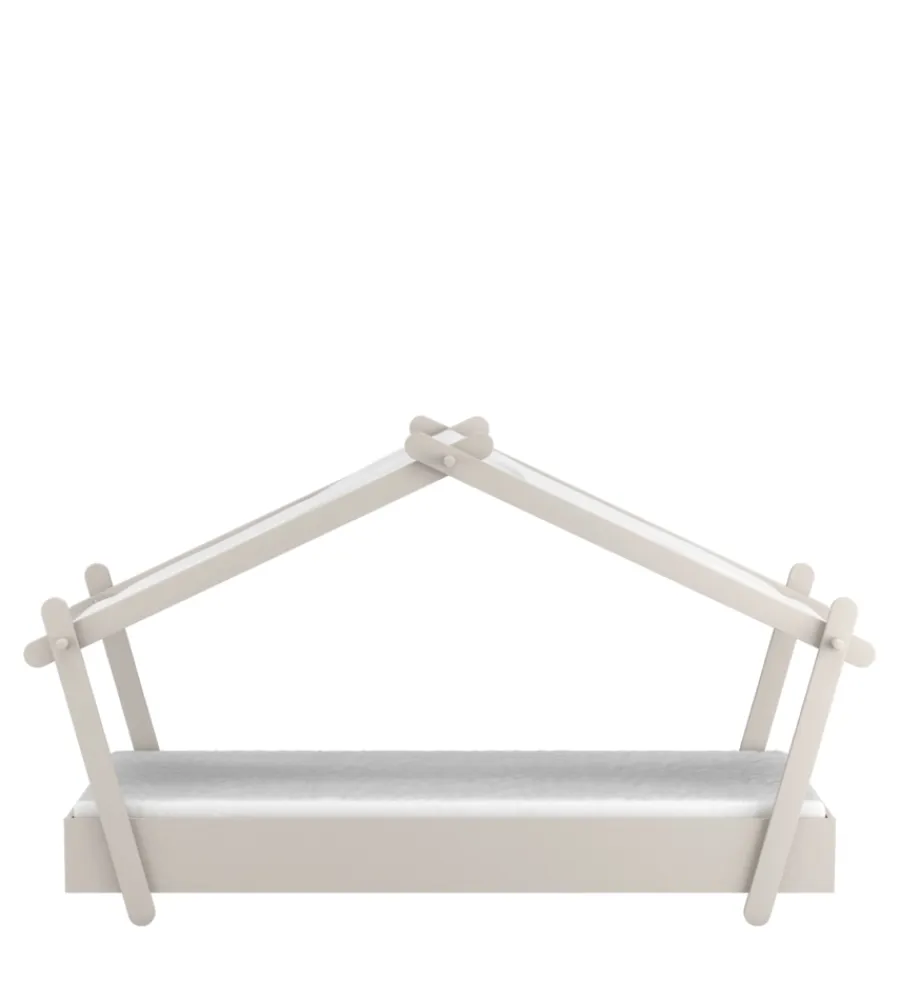 Letti E Comodini- Letto singolo per bambini "casetta" in legno grigio 102x223x129 cm