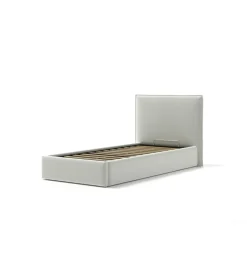 Online Letto singolo "zoom" in tessuto colore bianco con rete e contenitore, 90x190 cm Letti E Comodini