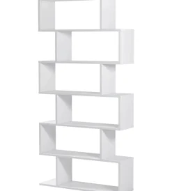Librerie- Libreria 6 ripiani "athena" bianco lucido 80x25x192 cm