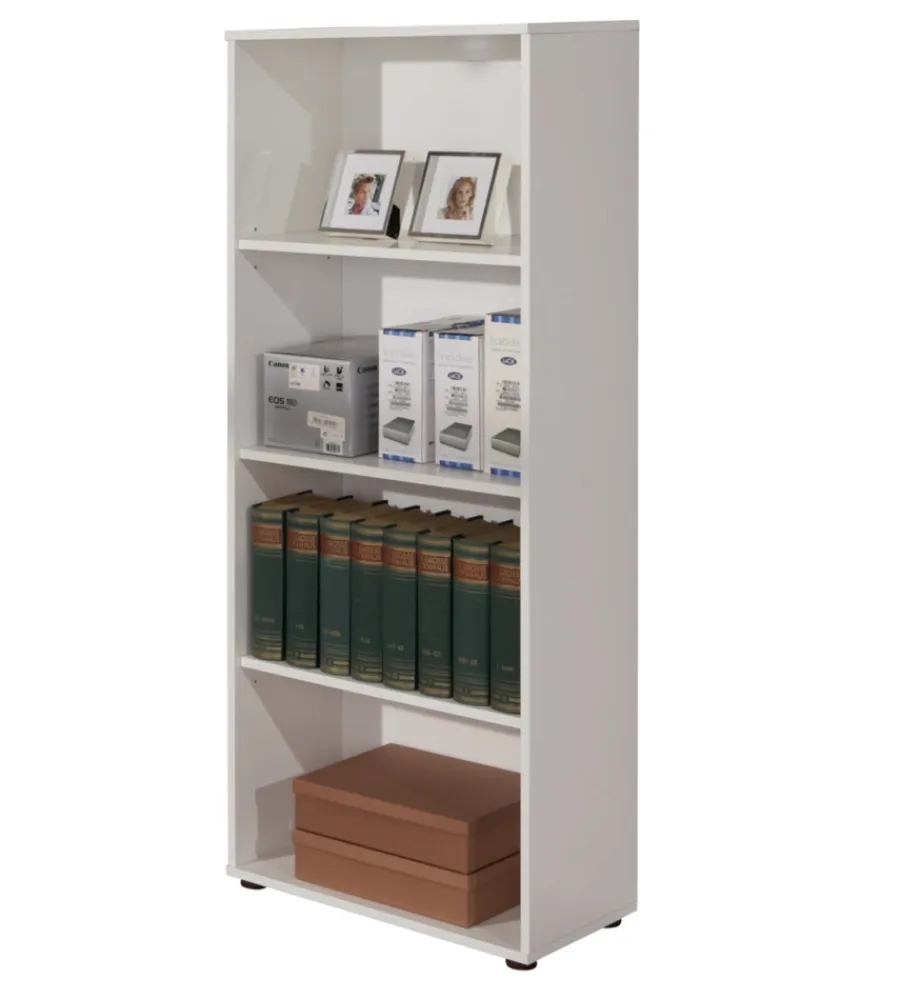 Librerie|Libreria 4 ripiani laminato bianco, 60x145x30 cm