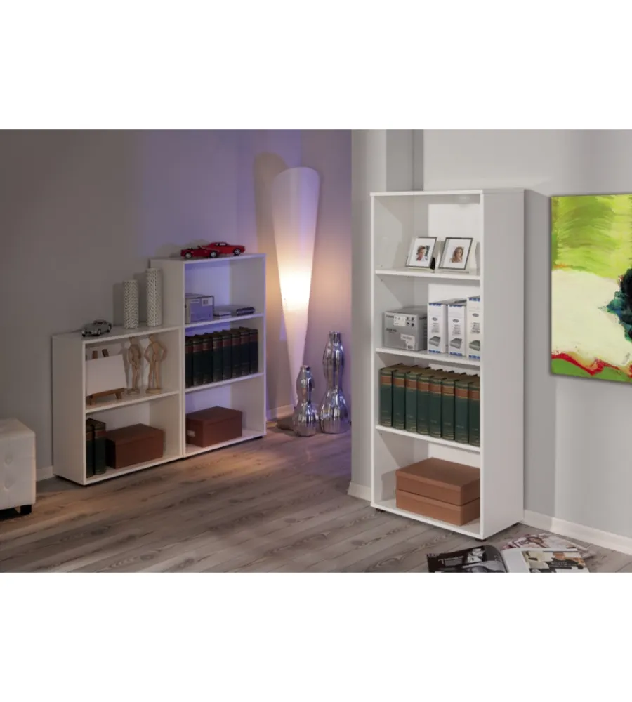 Librerie|Libreria 4 ripiani laminato bianco, 60x145x30 cm