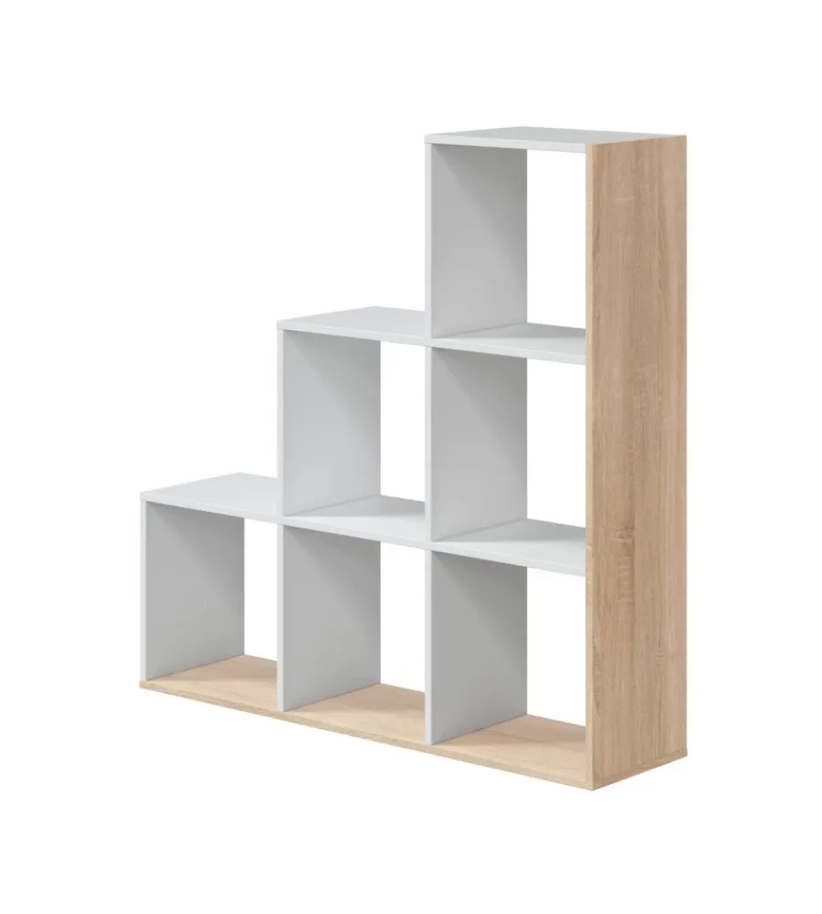 Librerie- Libreria a scaletta bianco e quercia 108x28x110 cm