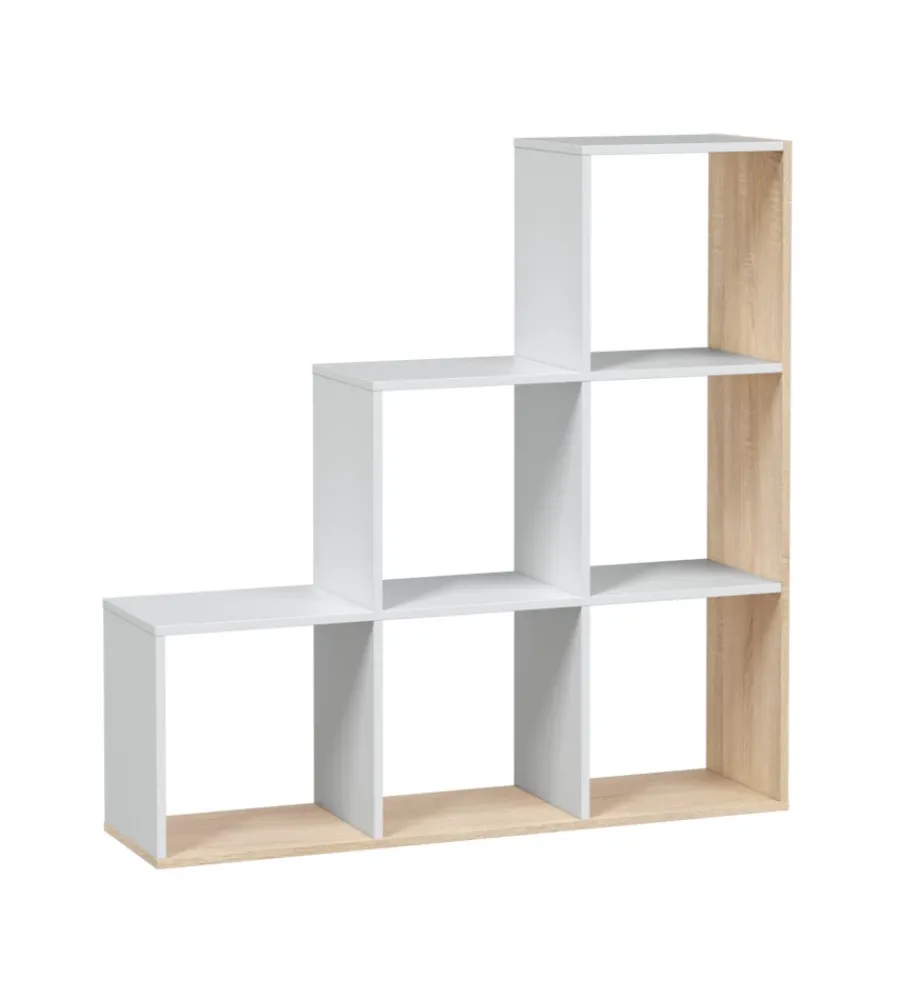 Librerie- Libreria a scaletta bianco e quercia 108x28x110 cm