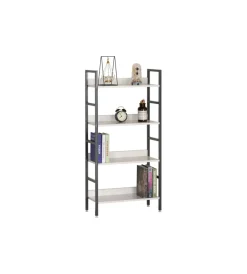Librerie|Libreria con 4 ripiani grigio e bianco, 60x28x126 cm