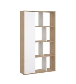 Librerie|Libreria "labirinto" bianco e quercia, 88x29x157 cm