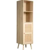 BellaHome Credenze E Buffet|Libreria multifunzione bella home con porta battente in rattan e 4 ripiani 40x40x158,5 cm