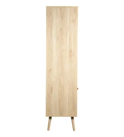 BellaHome Credenze E Buffet|Libreria multifunzione bella home con porta battente in rattan e 4 ripiani 40x40x158,5 cm