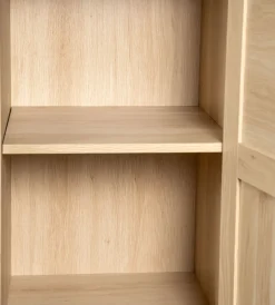 BellaHome Credenze E Buffet|Libreria multifunzione bella home con porta battente in rattan e 4 ripiani 40x40x158,5 cm