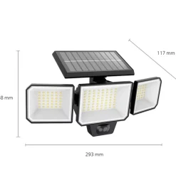 Clearance Luce solare da esterno con 3 led in alluminio colore nero, 8,7 w 2700 k Illuminazione Per Esterno
