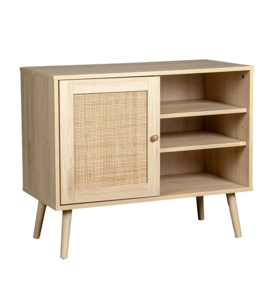 Hot Madia multifunzionale bella home con porta battente in rattan e 2 ripiani 80x39x67 cm Credenze E Buffet