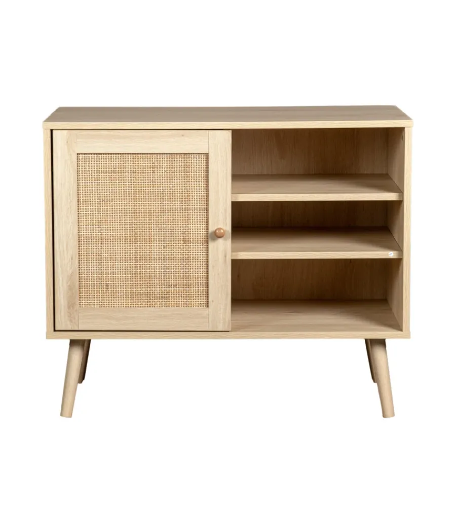 Hot Madia multifunzionale bella home con porta battente in rattan e 2 ripiani 80x39x67 cm Credenze E Buffet