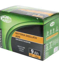 Elettrico- Magneti marelli batteria moto e scooter 9ah 12v 120a tecnologia agm sigillata polo positivo sinistro