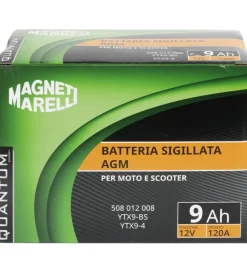 Elettrico- Magneti marelli batteria moto e scooter 9ah 12v 120a tecnologia agm sigillata polo positivo sinistro