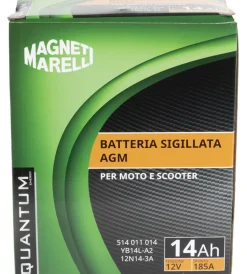 Elettrico- Magneti marelli batteria moto e scooter 14ah 12v 185a tecnologia agm sigillata polo positivo destro