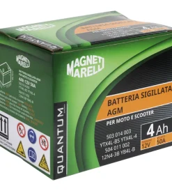 Elettrico- Magneti marelli batteria moto e scooter 4ah 12v 50a tecnologia agm sigillata polo positivo destro