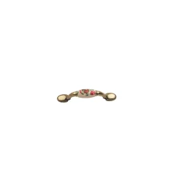 Hot Maniglietta in porcellana - 74 mm. - champagne+fiore Ferramenta Per Mobili E Infissi