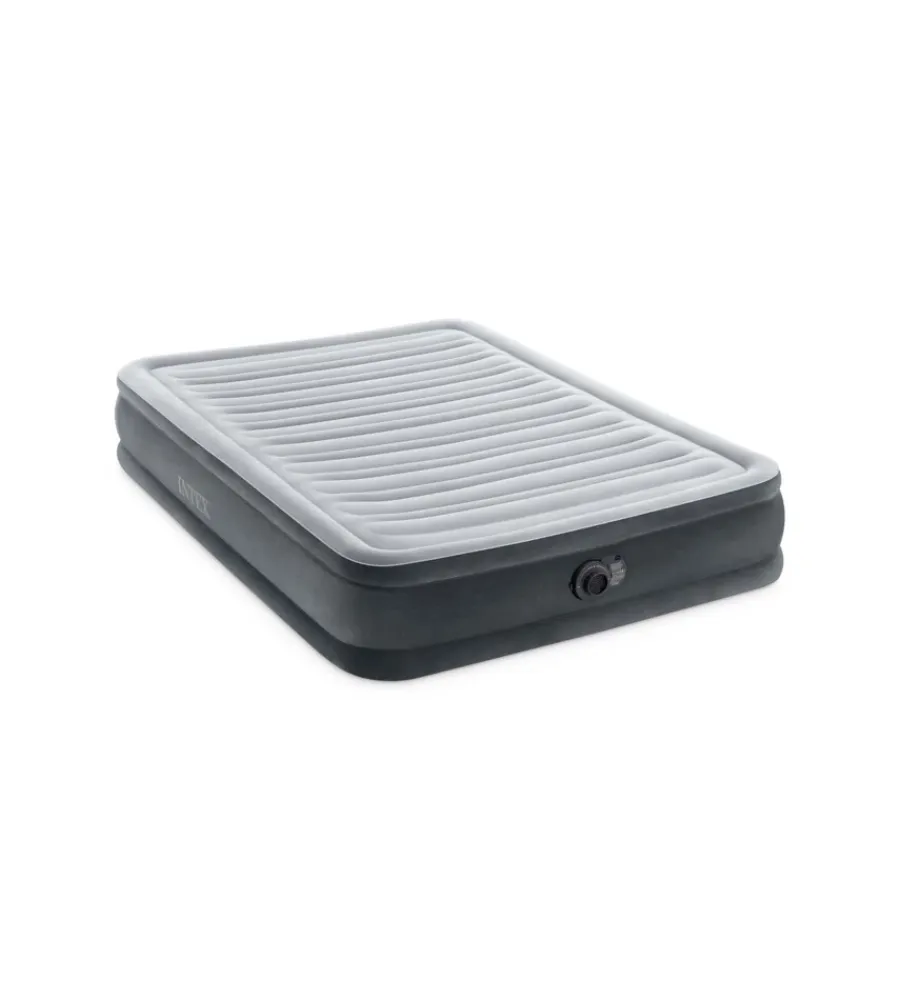 Intex Campeggio|Materasso ad una piazza e mezza autogonfiante "airbed dura-beam comfort-plush mid-rise" colore grigio chiaro, 137x191x33 cm - cod. 67768nd.