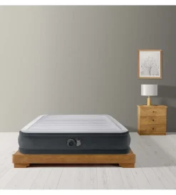 Intex Campeggio|Materasso ad una piazza e mezza autogonfiante "airbed dura-beam comfort-plush mid-rise" colore grigio chiaro, 137x191x33 cm - cod. 67768nd.