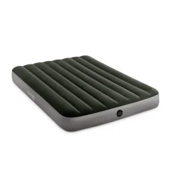 Intex Campeggio|Materasso ad una piazza e mezza gonfiabile "airbed dura-beam standard downy" colore verde scuro con pompa a pedale, 137x191x25 cm - cod. 64762