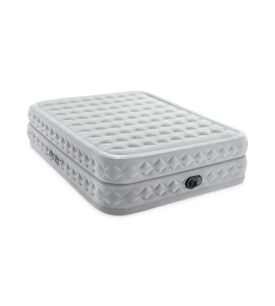 Intex Campeggio|Materasso matrimoniale autogonfiante "airbed dura-beam supreme air-flow" con pompa elettrica incorporata grigio 152x203x51 cm - cod. 64490nd