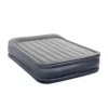 Campeggio-Intex Materasso matrimoniale autogonfiante "airbed dura-beam deluxe pillow rest raised" colore grigio chiaro e pompa integrata, 152x203x42 cm - cod. 64136nd