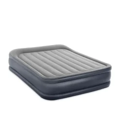 Campeggio-Intex Materasso matrimoniale autogonfiante "airbed dura-beam deluxe pillow rest raised" colore grigio chiaro e pompa integrata, 152x203x42 cm - cod. 64136nd