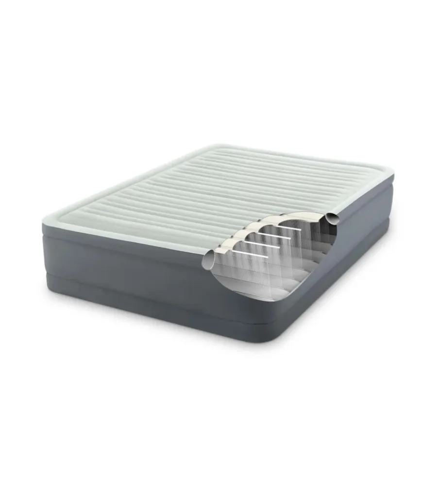 Best Materasso matrimoniale autogonfiante "airbed dura-beam premaire i" colore grigio chiaro e pompa integrata, 152x203x46 cm - cod. 64906nd Campeggio