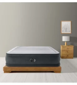 Intex Campeggio|Materasso matrimoniale autogonfiante "airbed dura-beam comfort-plush elevated" colore grigio chiaro e pompa integrata 152x203x46 cm - cod. 64414nd