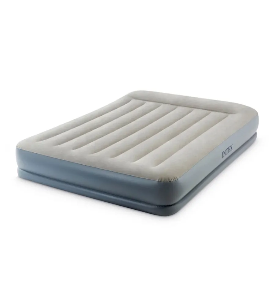 Campeggio-Intex Materasso matrimoniale autogonfiante "airbed dura-beam pillow rest mid-rise" colore crema e pompa integrata 152x203x30 cm - cod. 64118nd