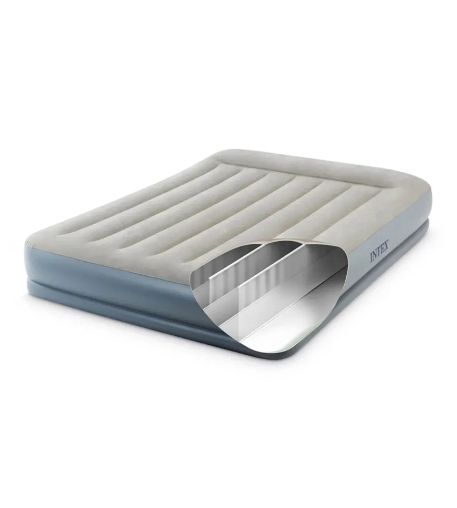 Campeggio-Intex Materasso matrimoniale autogonfiante "airbed dura-beam pillow rest mid-rise" colore crema e pompa integrata 152x203x30 cm - cod. 64118nd